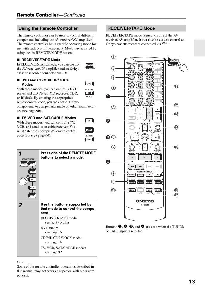 Onkyo RC682MOM Universal Remote Control Operating Manual