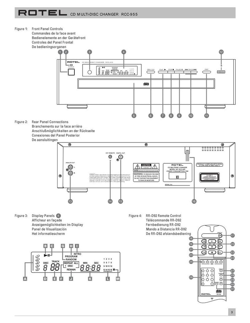 Rotel RCC955 CD Player Operating Manual