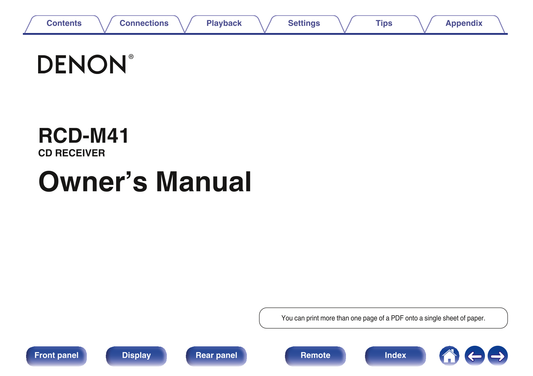 Denon RCD-M41 CD Receiver Owner/ User Manual (Pages: 75)