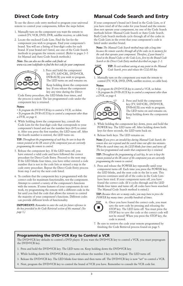 RCA CRCR4358 Universal Remote Control Operating Manual