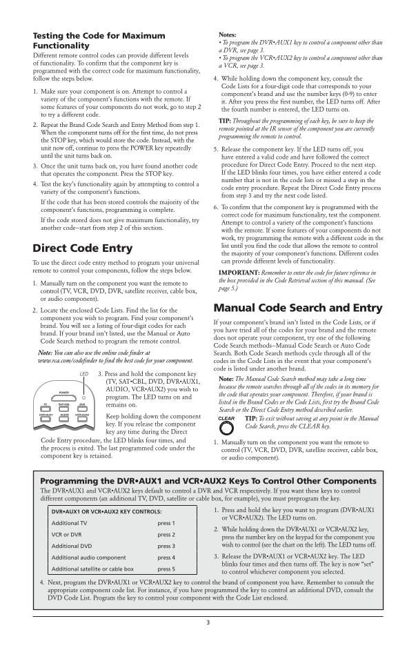 RCA RCR6473OM Universal Remote Control Operating Manual