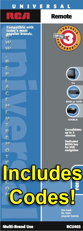 RCA RCU403 and CodesOM Universal Remote Control Operating Manual