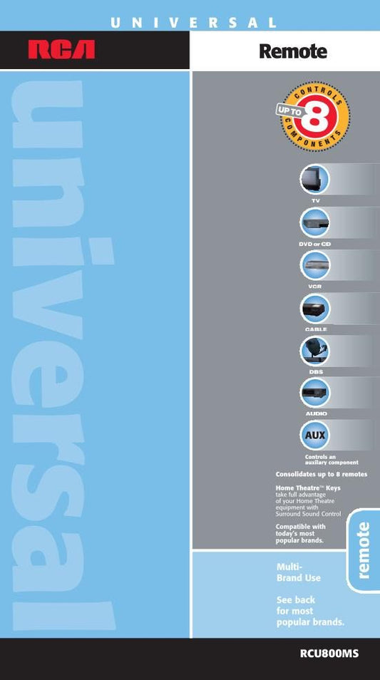 RCA RCU800 codes RCU800M TV Operating Manual