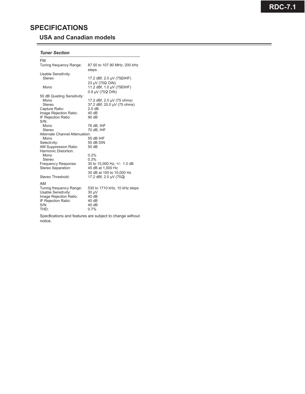 Integra RDC-7.1 AV Receiver Service Manual (Pages: 127)