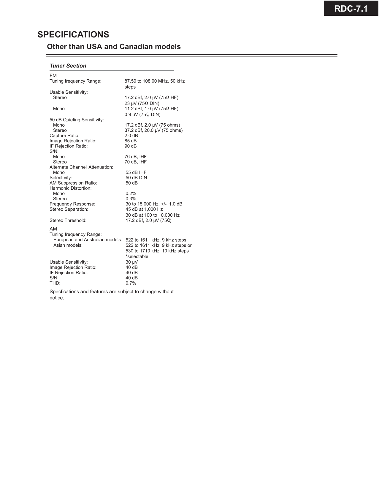 Integra RDC-7.1 AV Receiver Service Manual (Pages: 127)