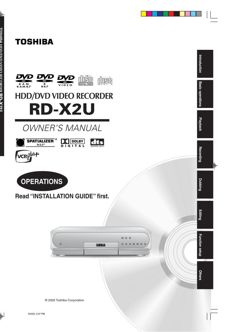 Toshiba P000355060 RDX2U DVD Player Operating Manual