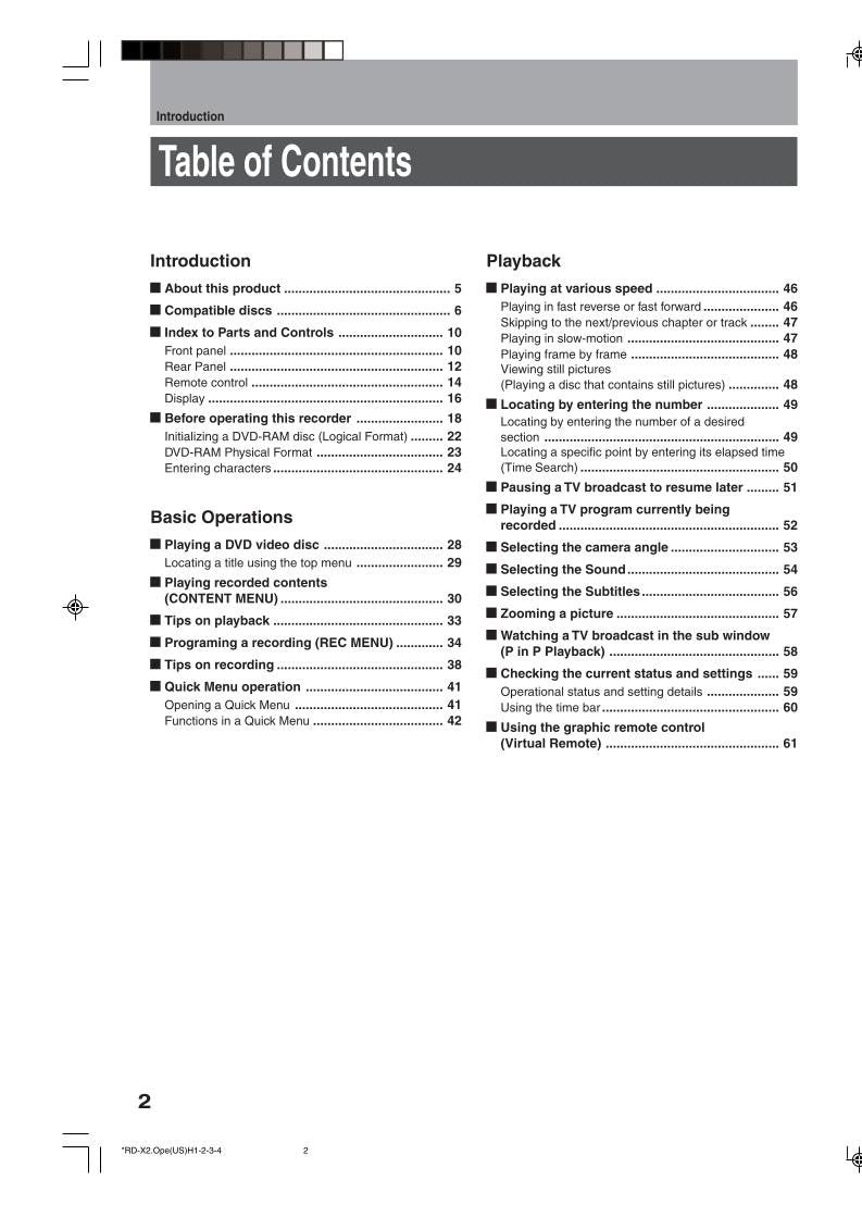 Toshiba P000355060 RDX2U DVD Player Operating Manual