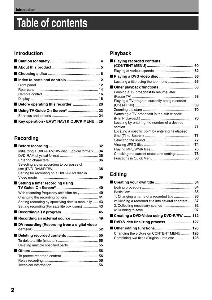 Toshiba RDXS55 RDXS55KU DVD Recorder (DVDR) Operating Manual