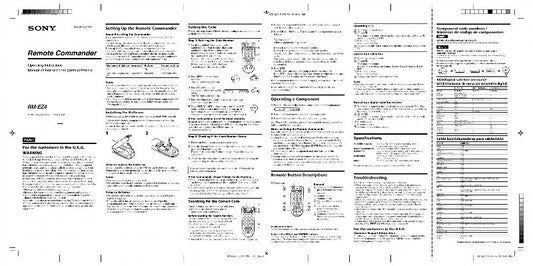 Sony RMEZ4 & CodesOM Universal Remote Control Operating Manual