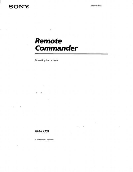 Sony RMLJ301 Audio System Operating Manual