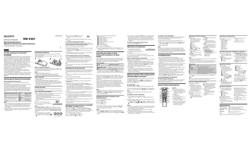 Sony RMV301 & CodesOM Universal Remote Control Operating Manual