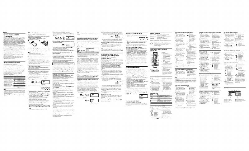 Sony RMV502 & CodesOM Universal Remote Control Operating Manual