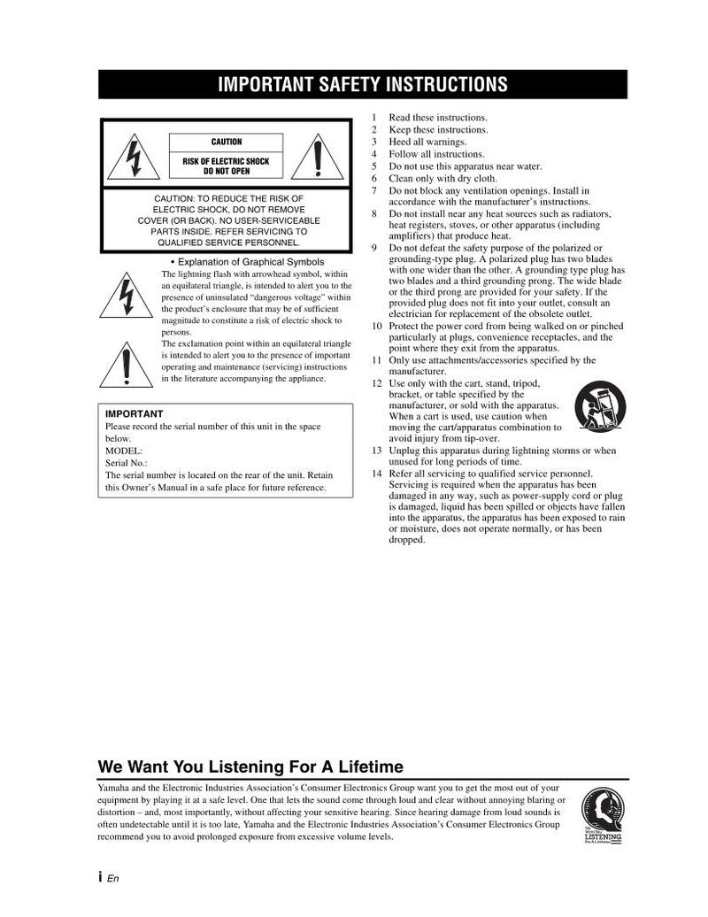 Yamaha RAX30 Audio System Operating Manual