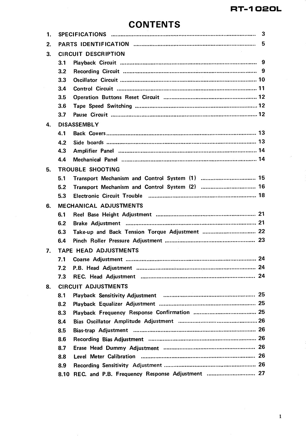 Pioneer RT-1020L Stereo Tape Deck Service Manual (Pages: 76)