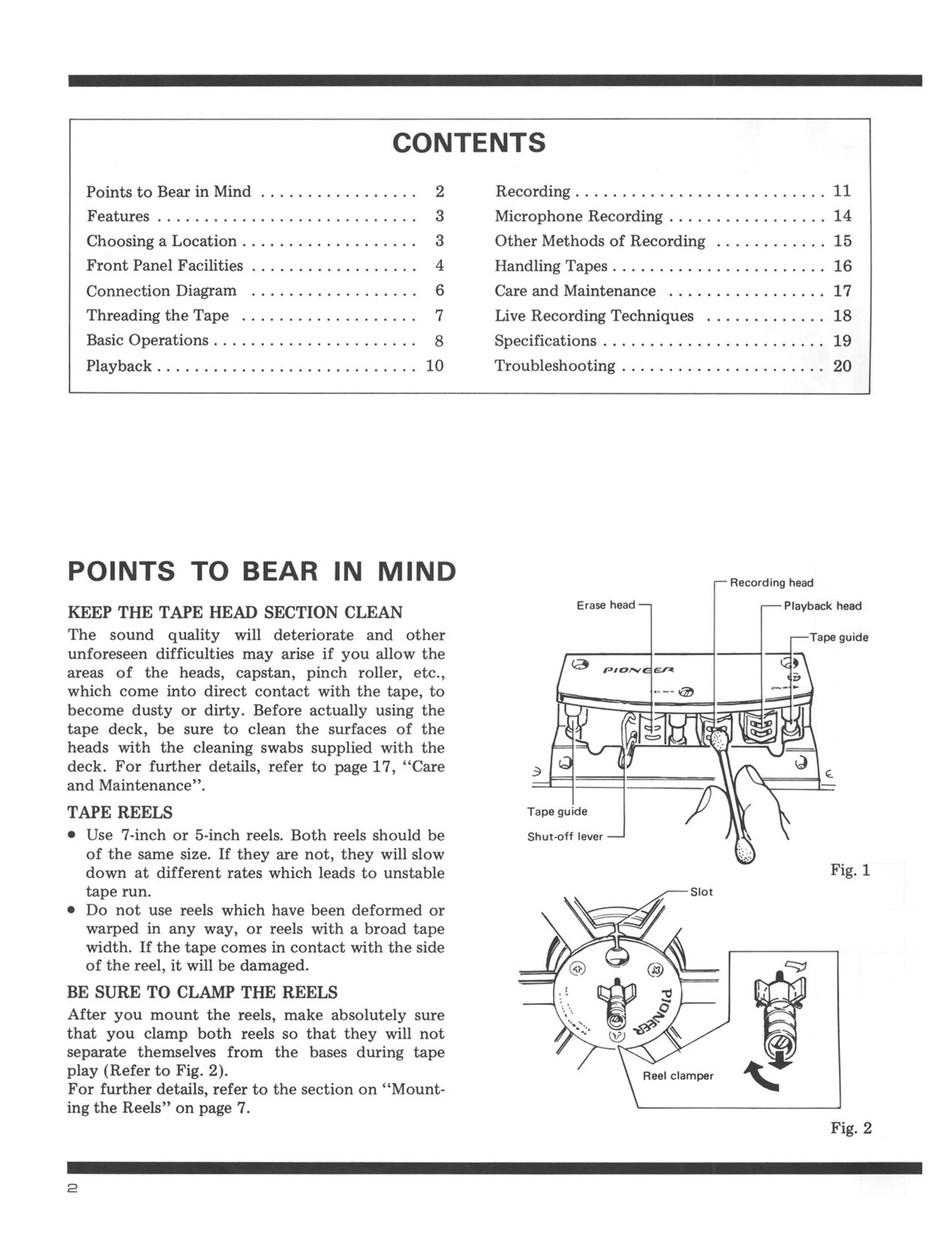 Pioneer RT-701 Reel to Reel Tape Deck Owner/ User Manual (Pages: 20)