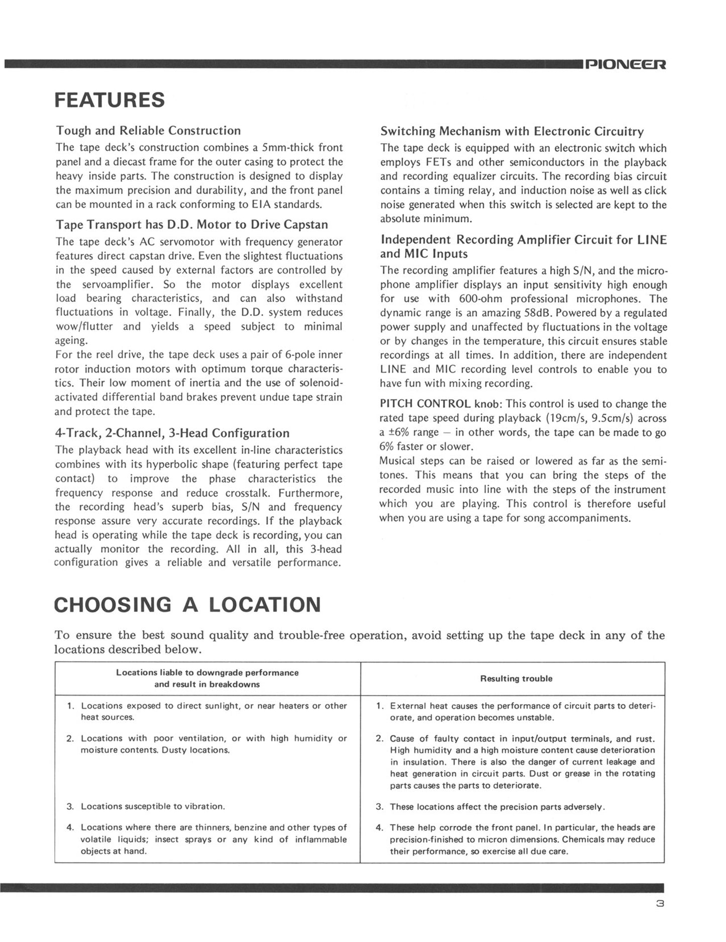 Pioneer RT-701 Reel to Reel Tape Deck Owner/ User Manual (Pages: 20)
