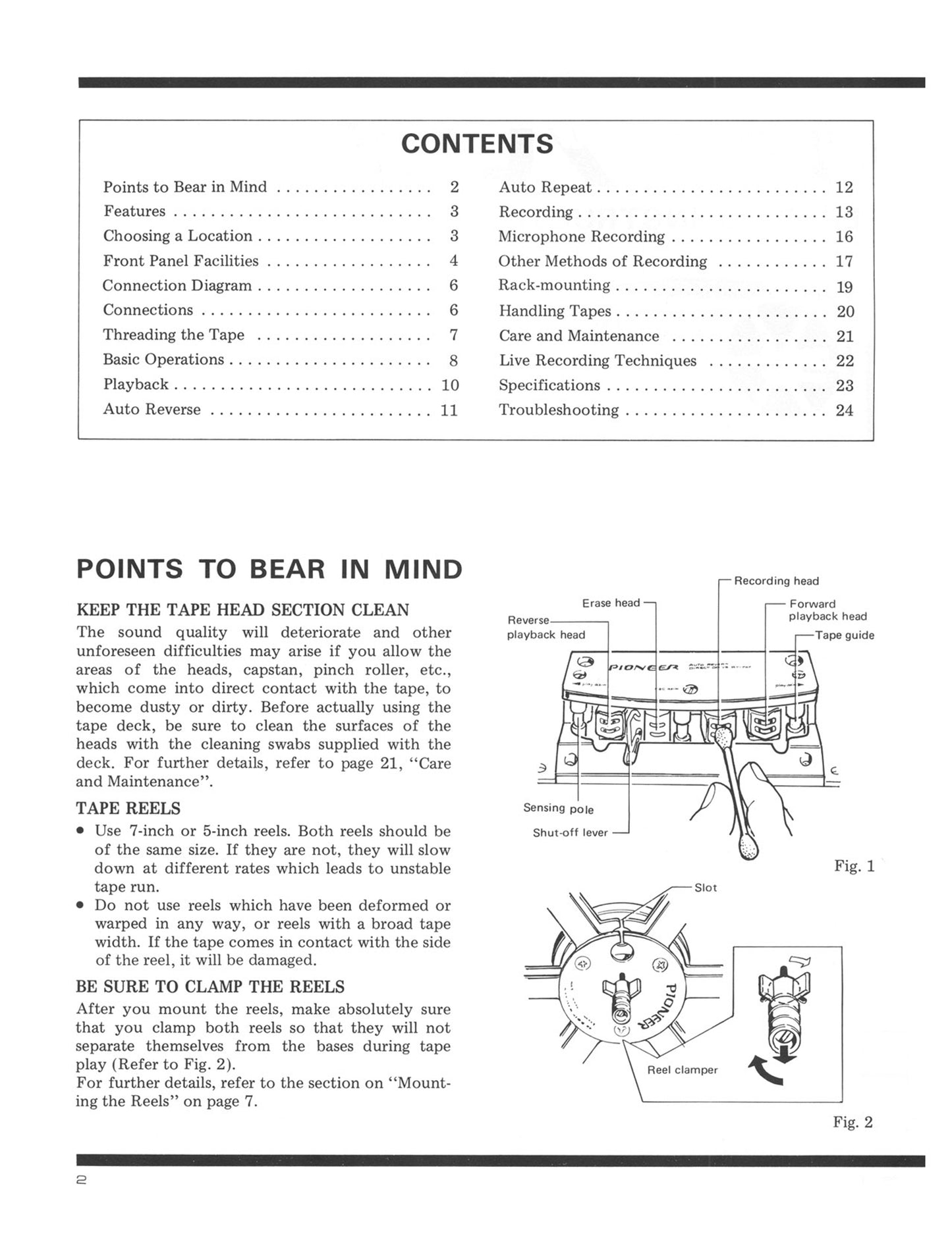 Pioneer RT-707 Reel to Reel Tape Deck Owner/ User Manual (Pages: 24)