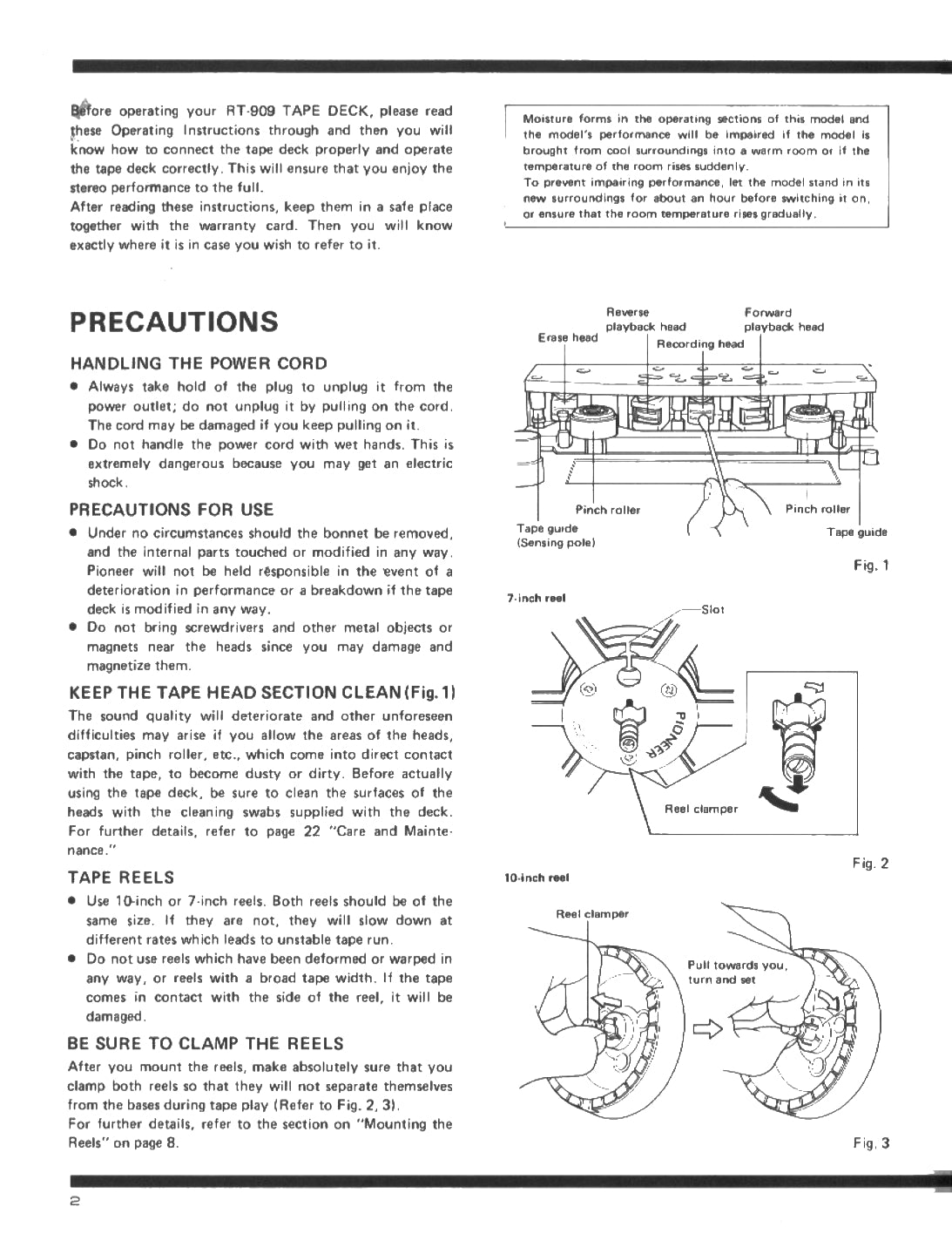 Pioneer RT-909 Reel to Reel Tape Deck Owner/ User Manual (Pages: 24)