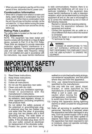 RCA RT151 Home Theater System Operating Manual