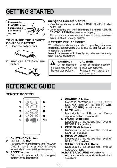 RCA RT151 Home Theater System Operating Manual