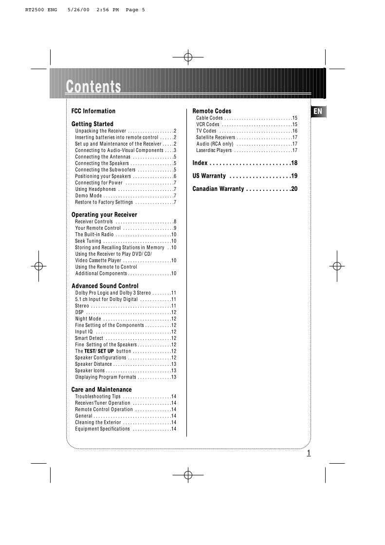 RCA RT2500 RT2500R DVD Player Operating Manual