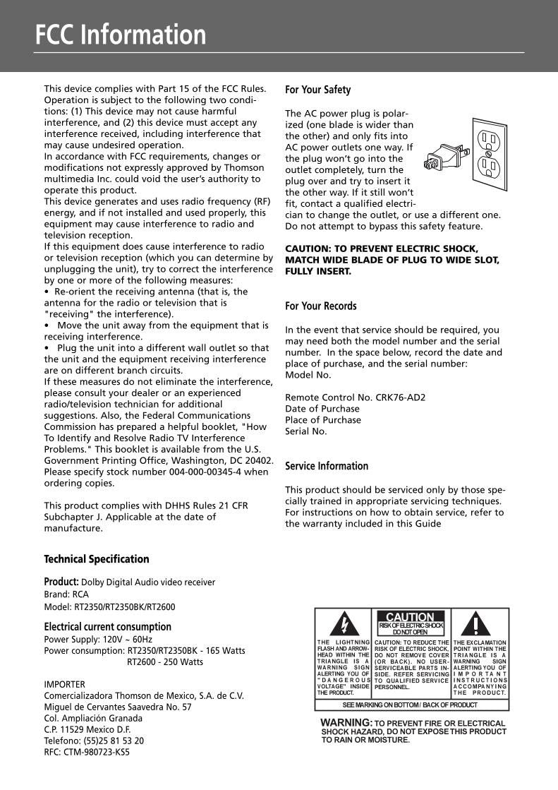 RCA RT2350 RT2350BK RT2600 TV Operating Manual