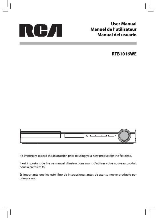 RCA RTB1016WEOM DVD Player Operating Manual