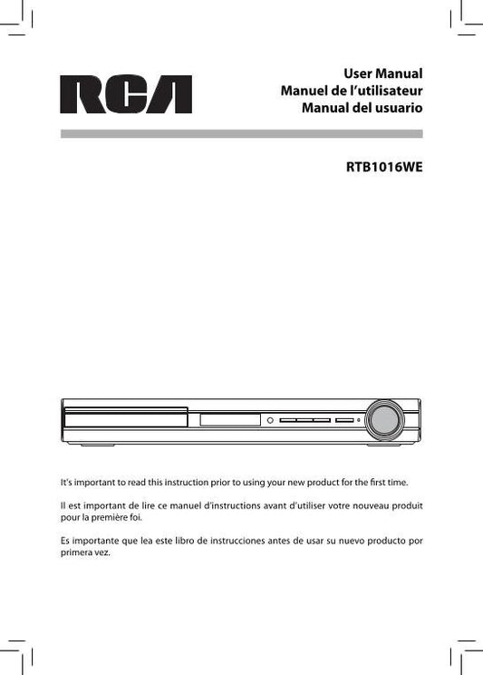 RCA RTB1016WEOM DVD Player Operating Manual