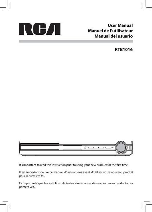 RCA RTB1016 Home Theater System Operating Manual