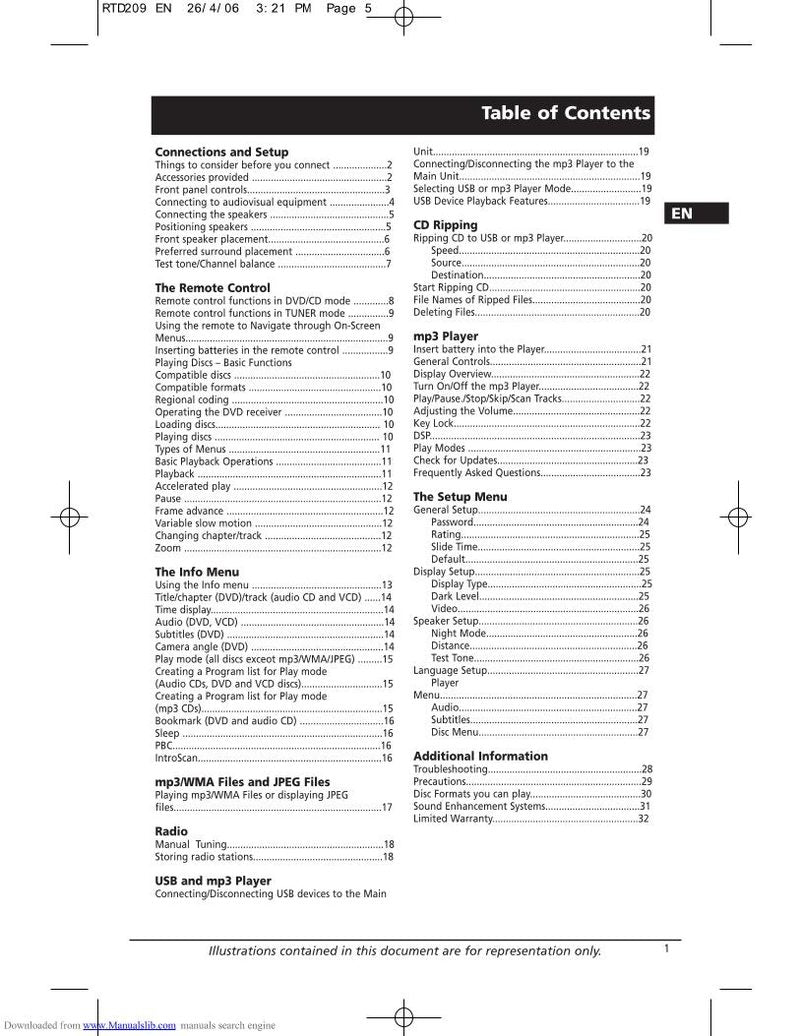 RCA RTD209 Home Theater System Operating Manual