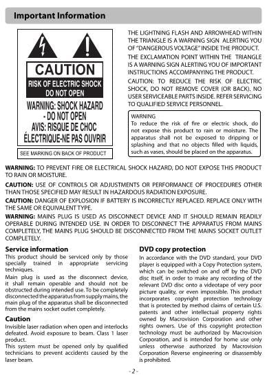 RCA RTD3133HOM DVD Player Operating Manual