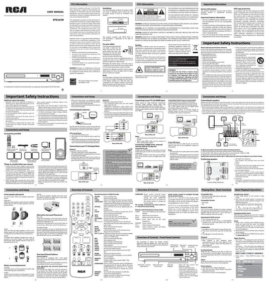 RCA RTD325WOM DVD Player Operating Manual