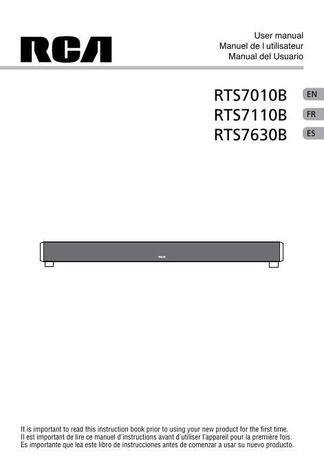 RCA RTS7110B RTS7630B Sound Bar System Operating Manual