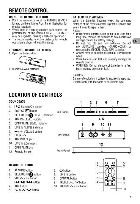 RCA RTS7110B RTS7630B Sound Bar System Operating Manual