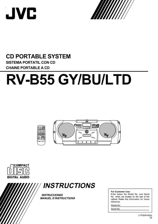 JVC RVB55 RVB55BU RVB55GY Audio System Operating Manual