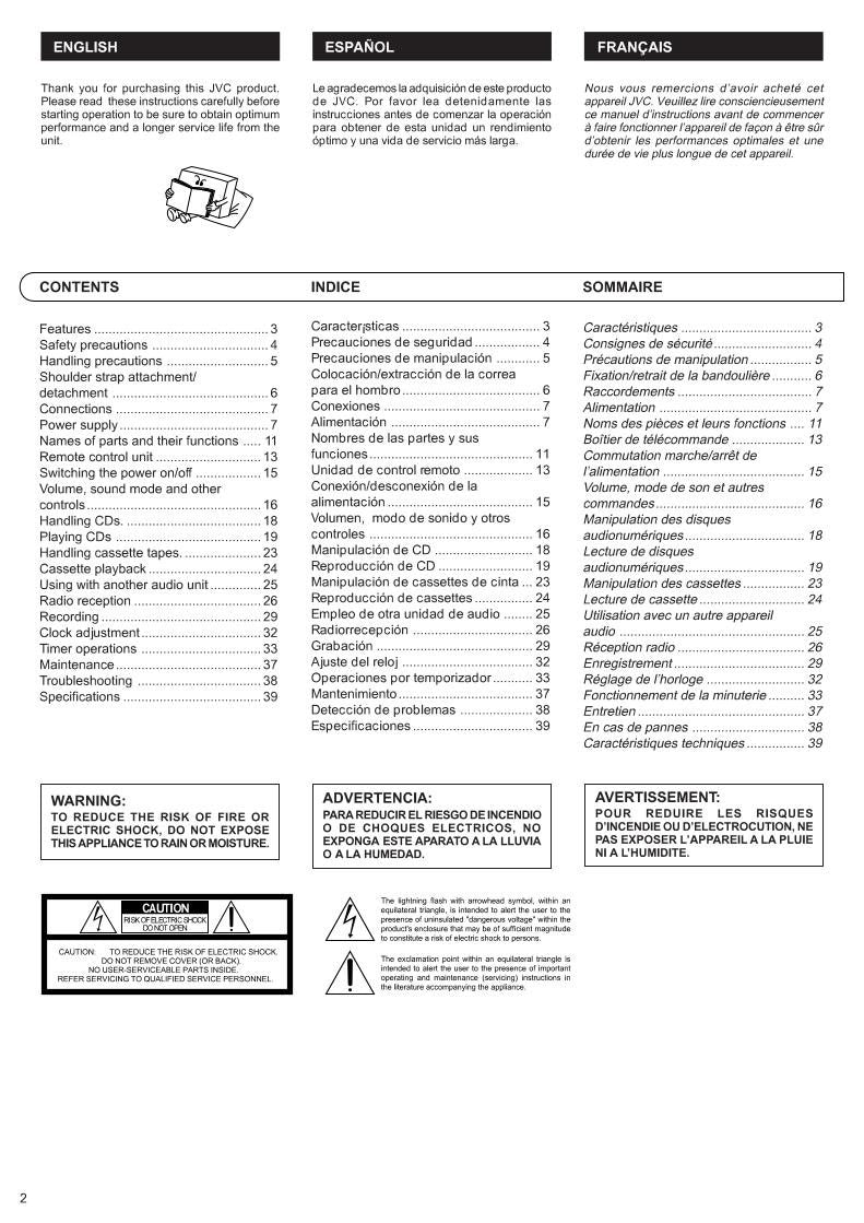 JVC RVB55 RVB55BU RVB55GY Audio System Operating Manual