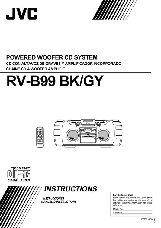 JVC RVB99 RVB99BK RVB99GY Audio System Operating Manual