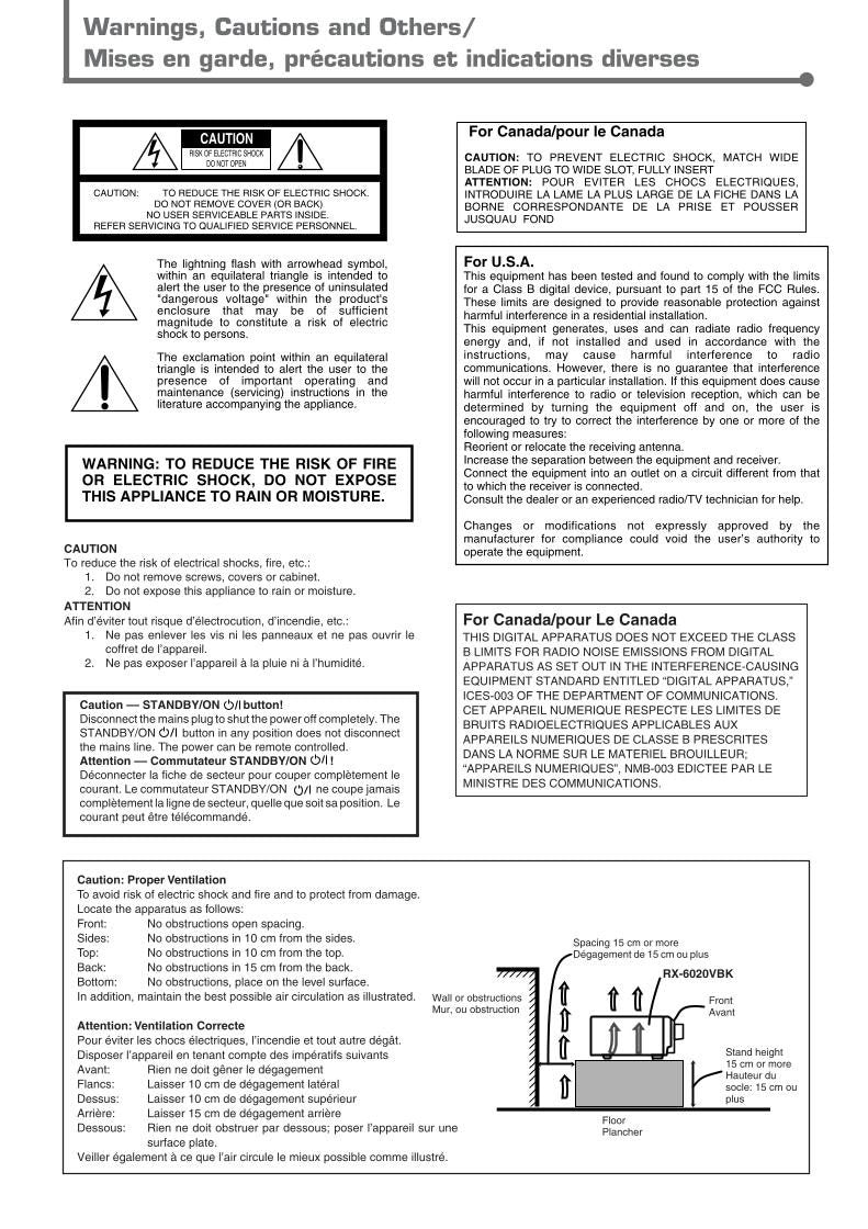 JVC RX6020V rx6020vbk RX6020VBKC Audio/Video Receiver Operating Manual