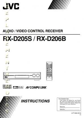 JVC RXD205 S RXD206 B BJ Audio/Video Receiver Operating Manual