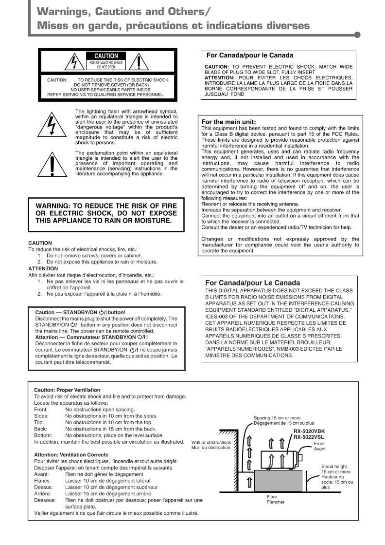 JVC RX5020R RX5020VBK RX5022VSL Audio/Video Receiver Operating Manual