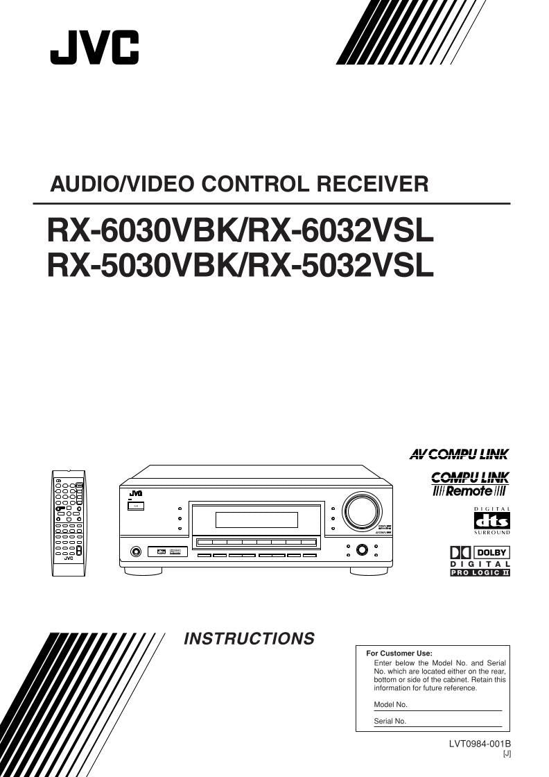 JVC RX5030 VBK RX5032 VSL RX6030 Audio/Video Receiver Operating Manual