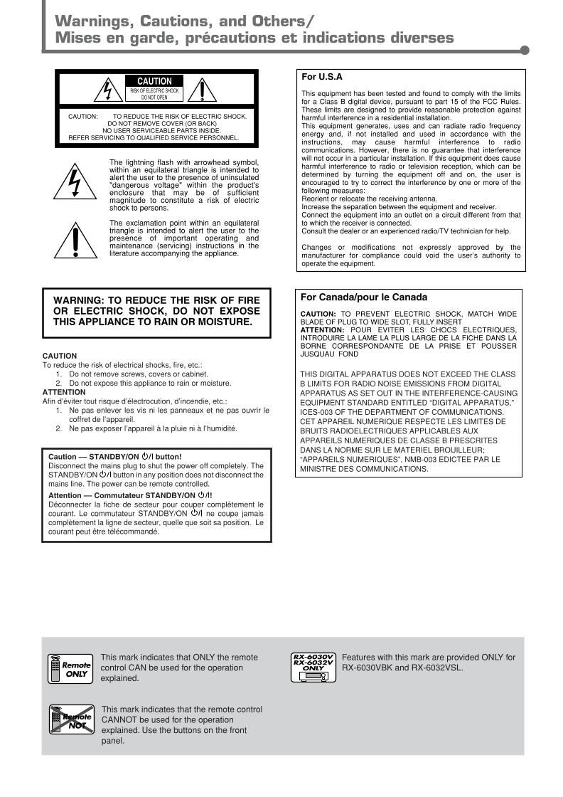 JVC RX5030 VBK RX5032 VSL RX6030 Audio/Video Receiver Operating Manual