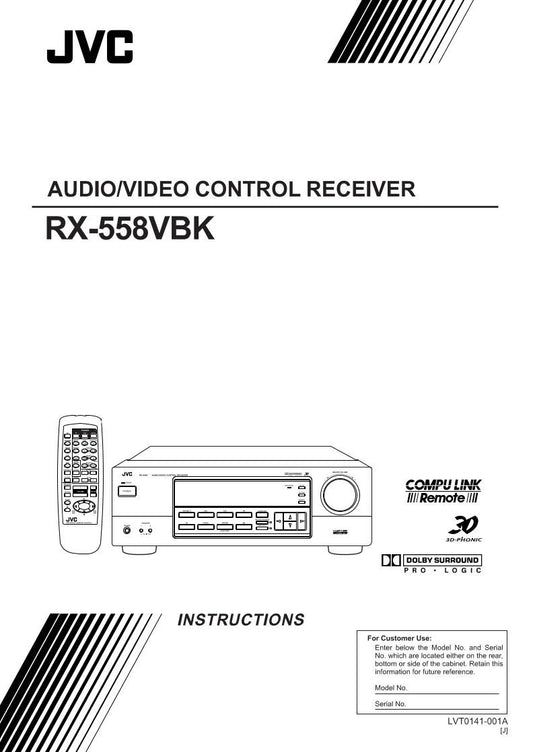 JVC RX558V RX558VBK Audio/Video Receiver Operating Manual