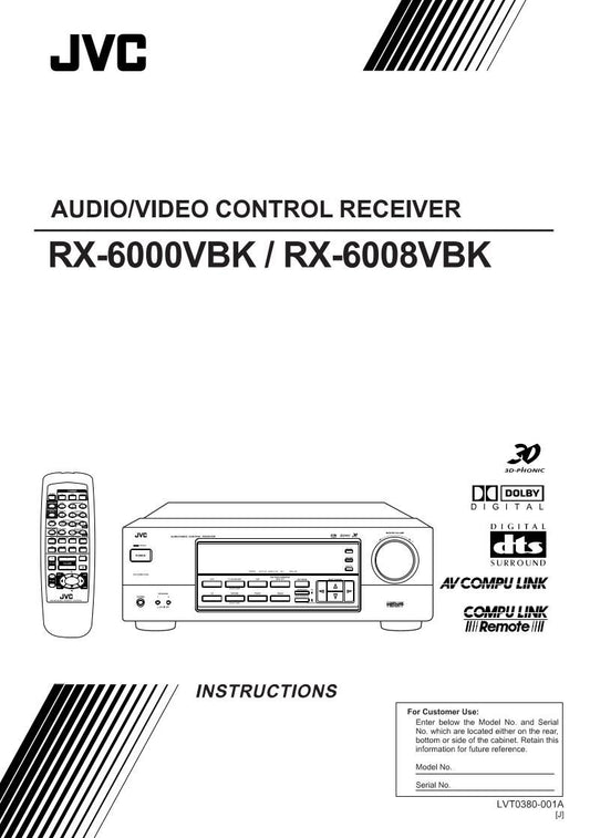 JVC RX6000V RX6000VBK RX6008V Audio/Video Receiver Operating Manual