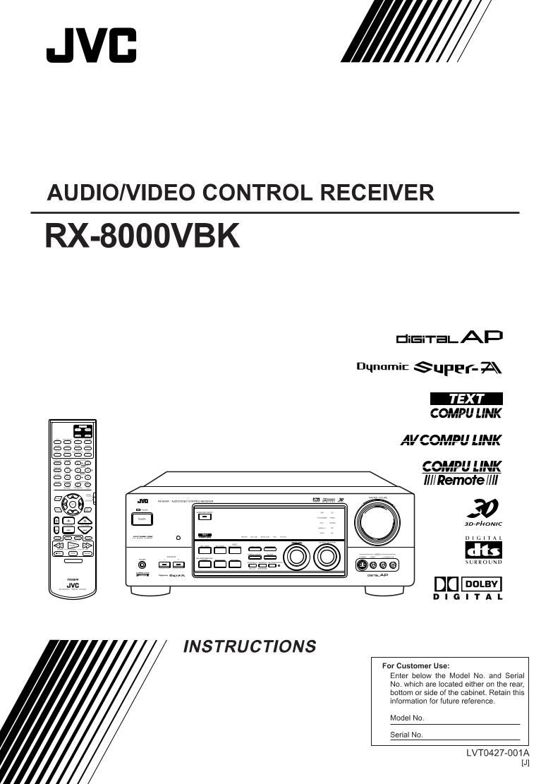 JVC RX8000BK RX8000VBK RX8000YBK Audio System Operating Manual