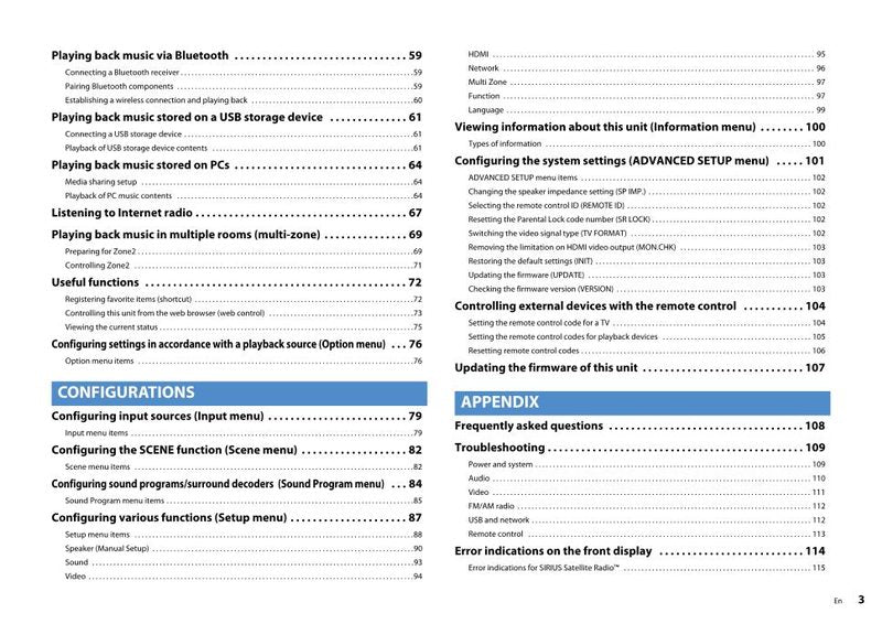 Yamaha RXA710 Audio/Video Receiver Operating Manual