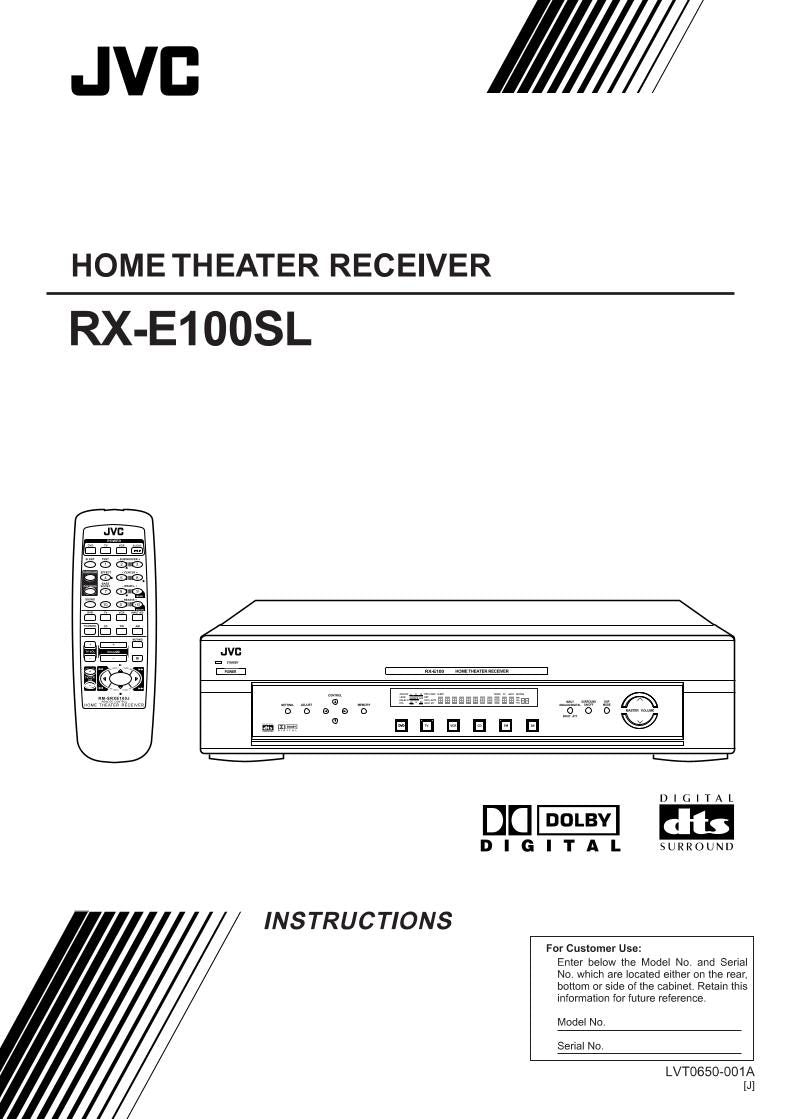 JVC RXE100SL Audio/Video Receiver Operating Manual