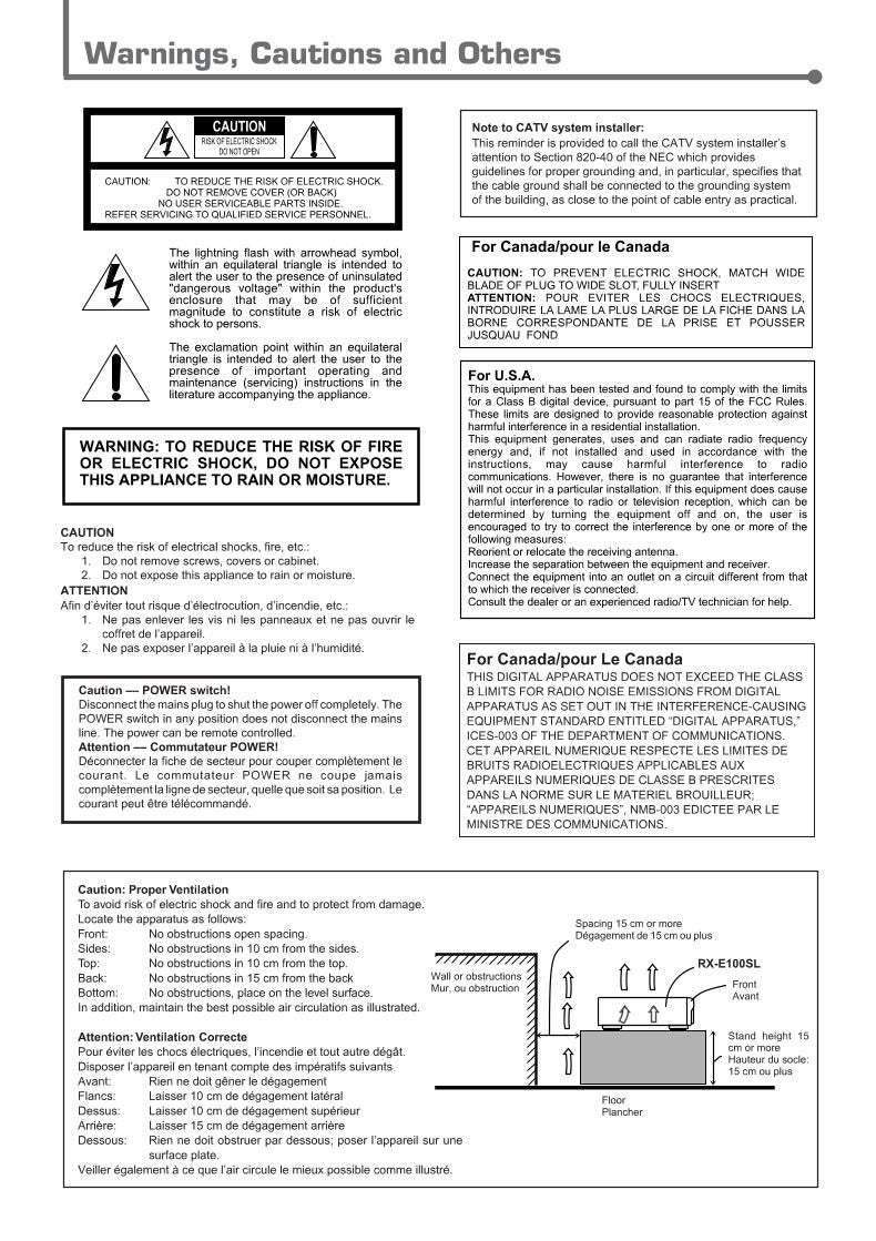 JVC RXE100SL Audio/Video Receiver Operating Manual