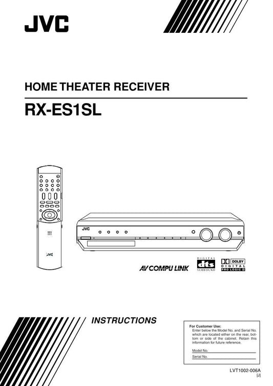 JVC RXES1SL RXES1SLUJ Audio/Video Receiver Operating Manual