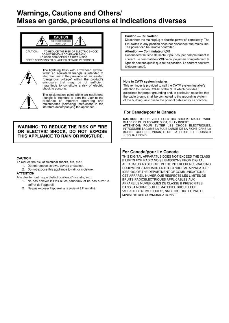 JVC RXES1SL RXES1SLUJ Audio/Video Receiver Operating Manual